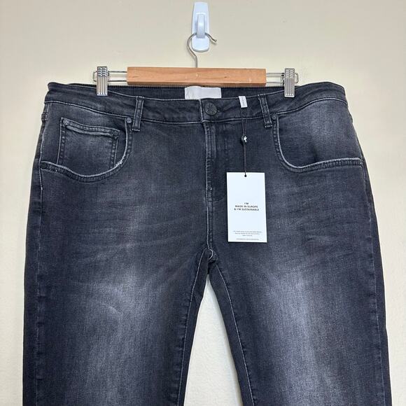 One Teaspoon Freebirds Low Waist Stretch Skinny Denim Jeans Black Plus Size 16 - Picture 4 of 9